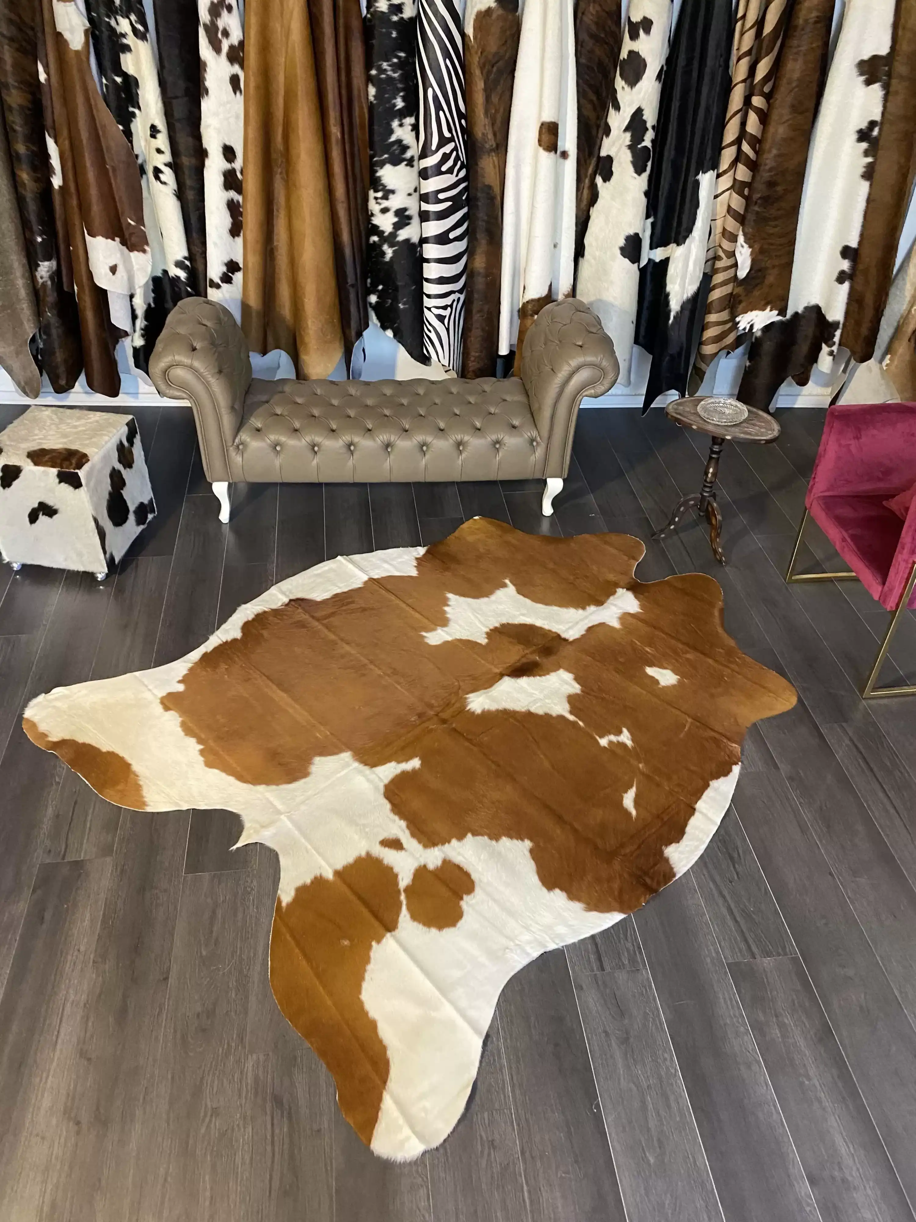 HAKİKİ DERİ DANA POSTU KAHVE - BEYAZ 180 x 230 - 0801000117