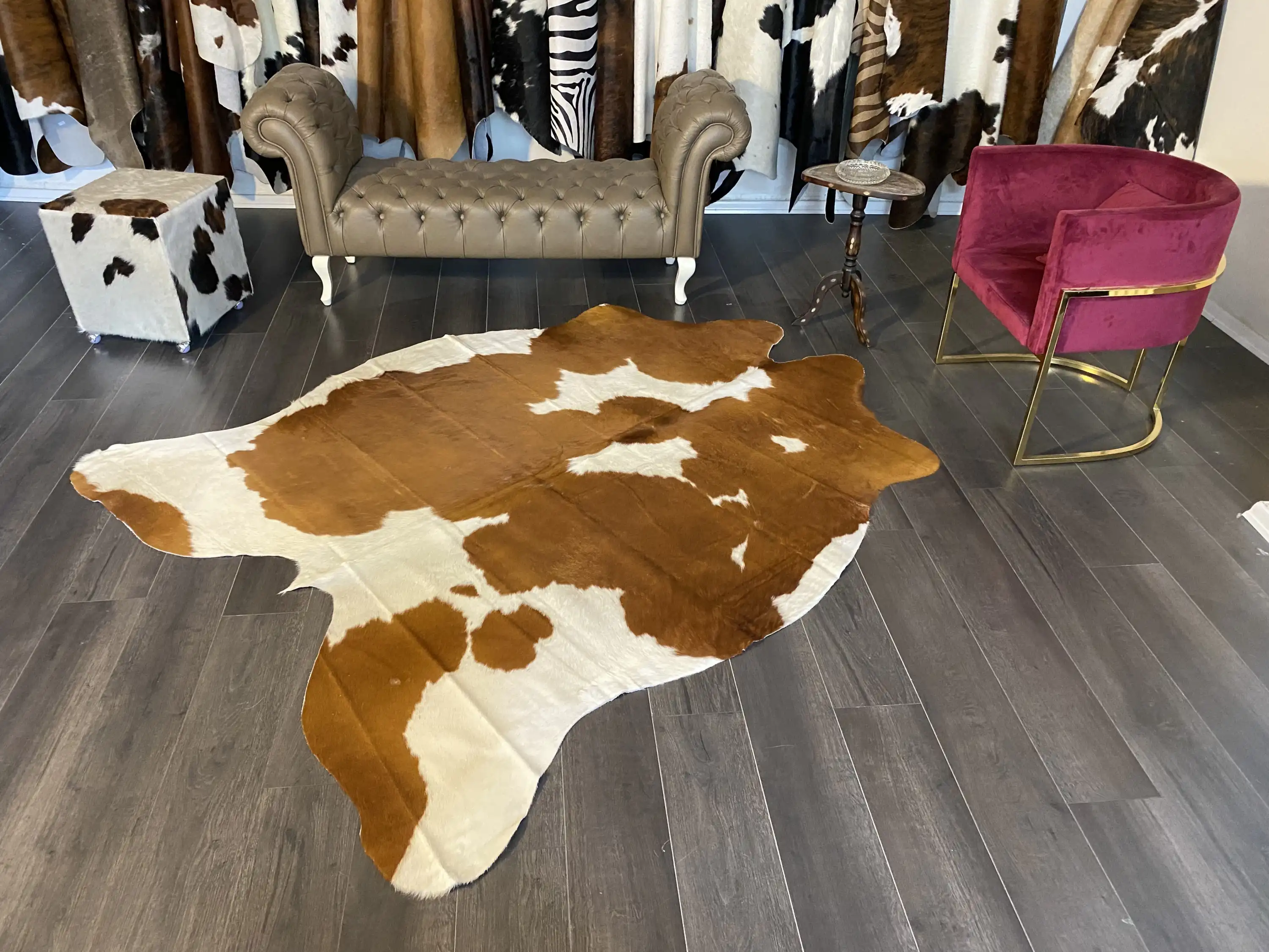 HAKİKİ DERİ DANA POSTU KAHVE - BEYAZ 180 x 230 - 0801000117