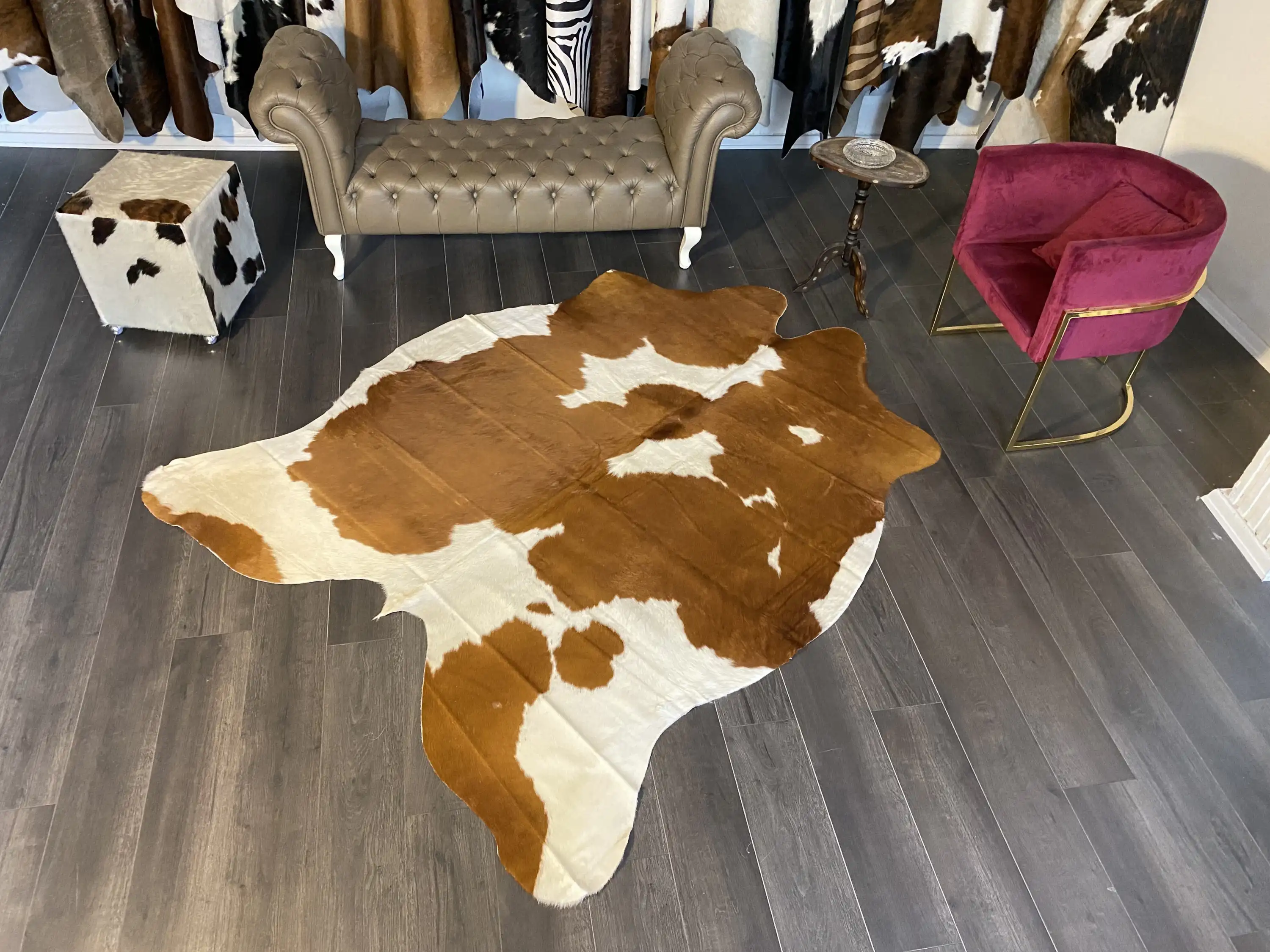 HAKİKİ DERİ DANA POSTU KAHVE - BEYAZ 180 x 230 - 0801000117