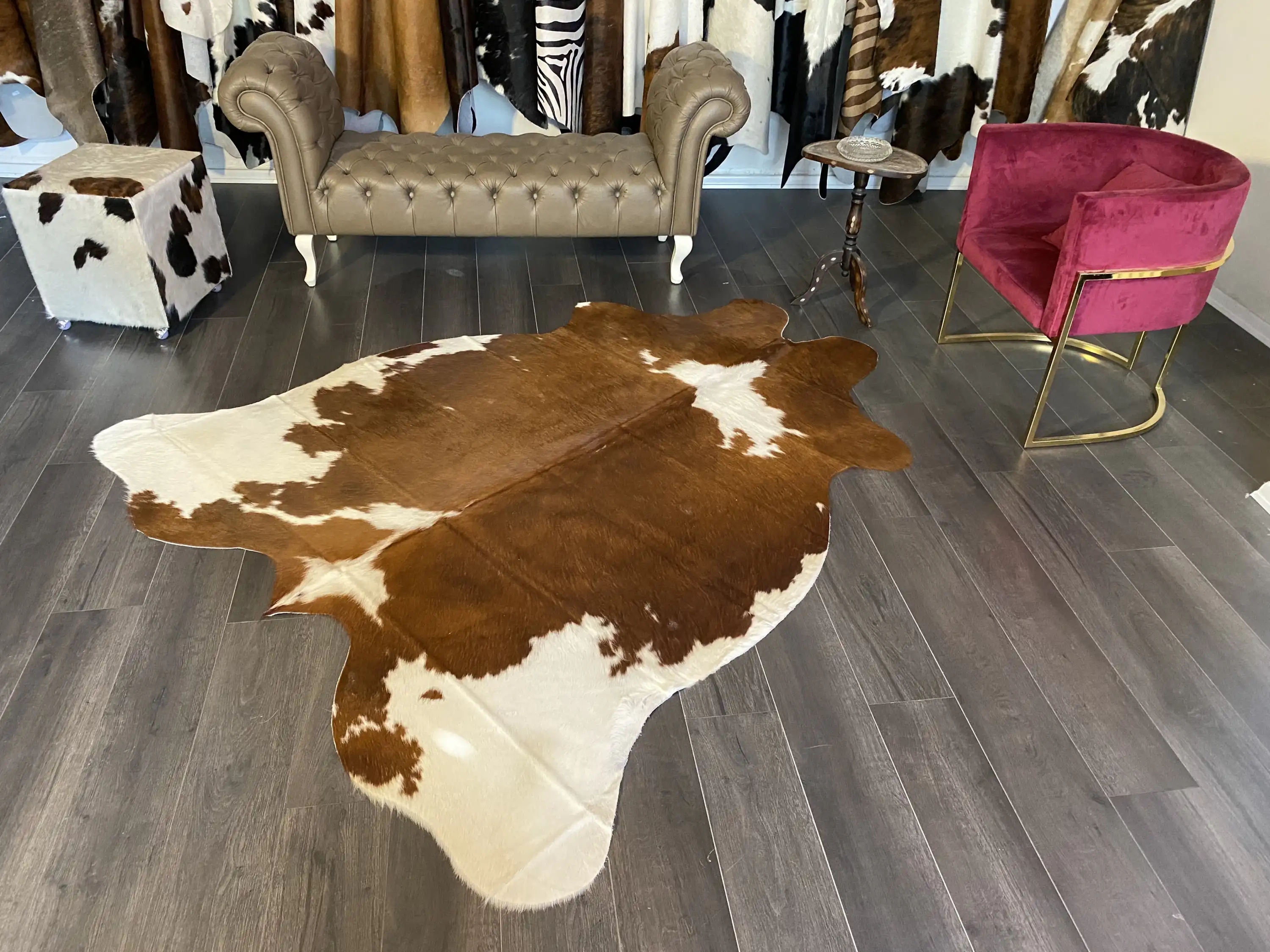 HAKİKİ DERİ DANA POSTU KAHVE - BEYAZ 185 x 235 - 0801000095