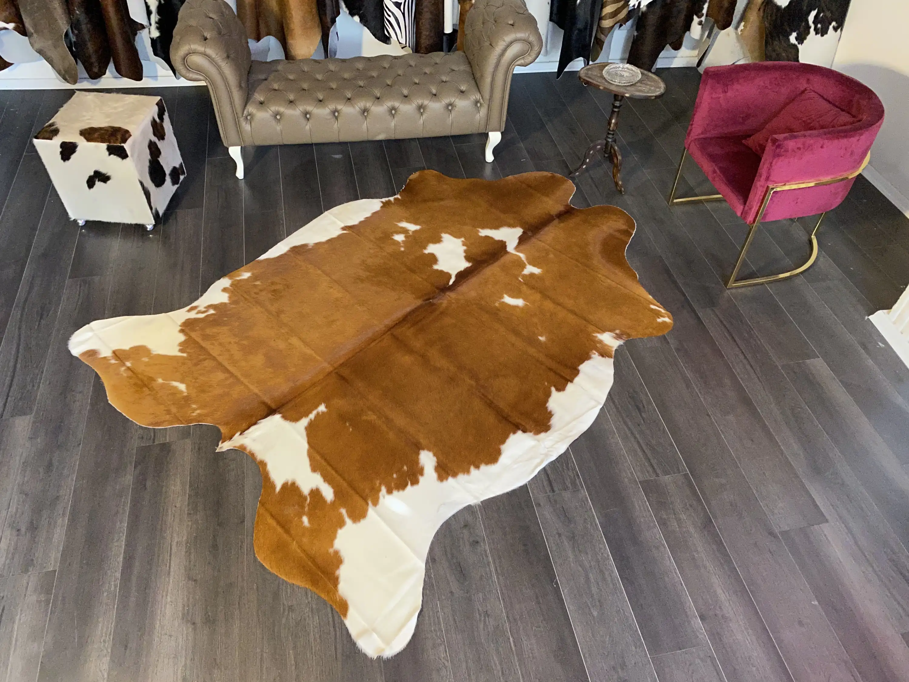 HAKİKİ DERİ DANA POSTU KAHVE - BEYAZ 185 x 240 - 0801000091