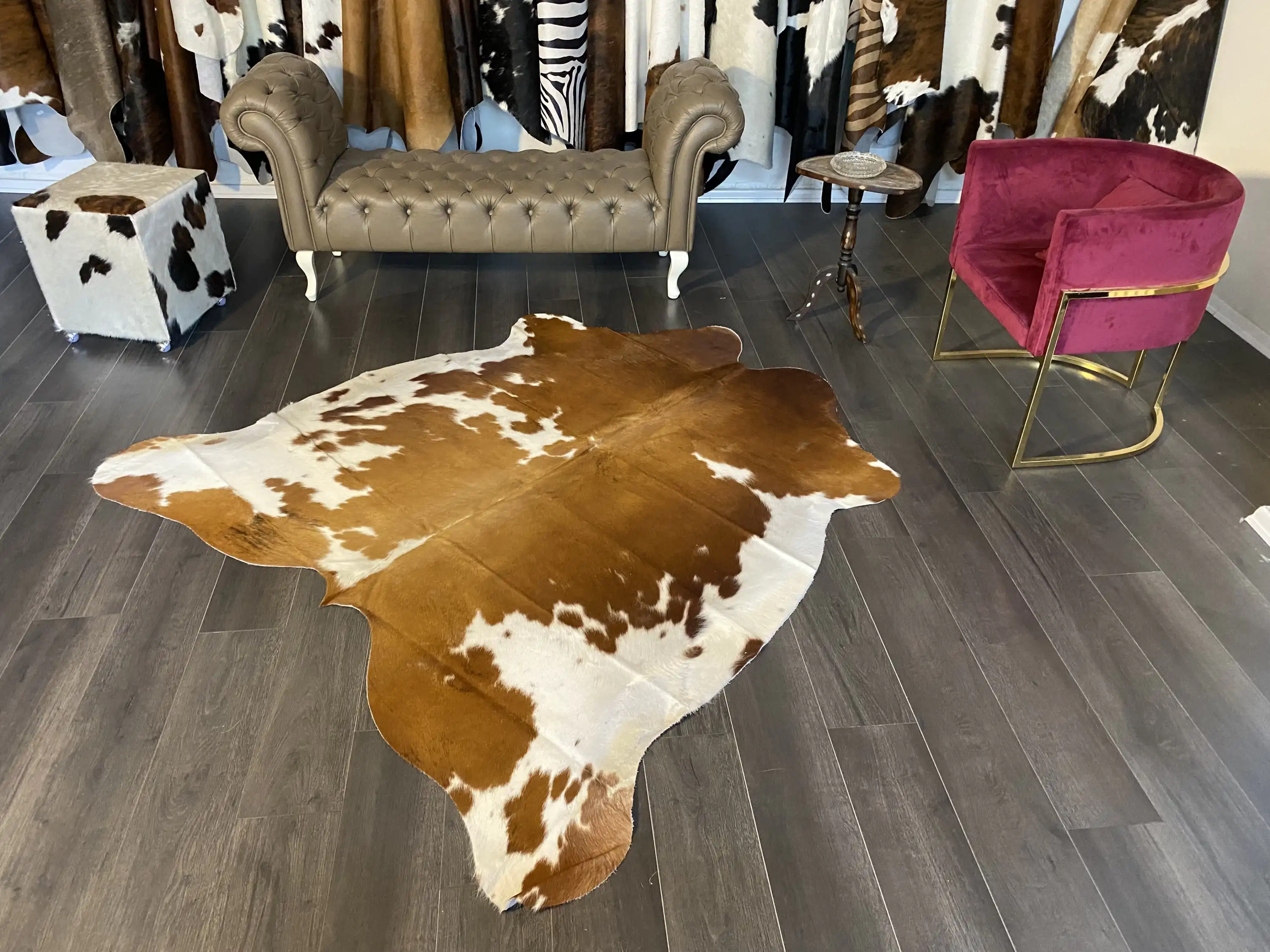 HAKİKİ DERİ DANA POSTU KAHVE - BEYAZ 190 x 200 - 0801000126