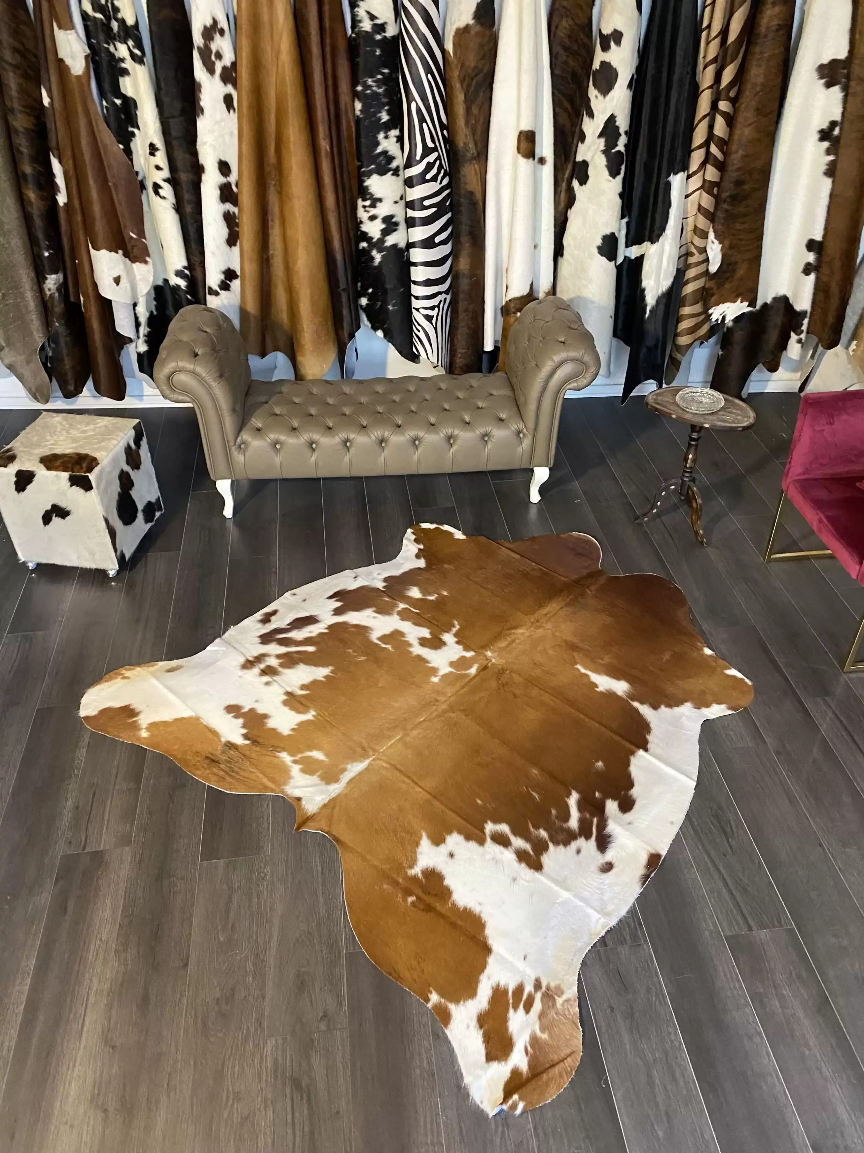 HAKİKİ DERİ DANA POSTU KAHVE - BEYAZ 190 x 200 - 0801000126