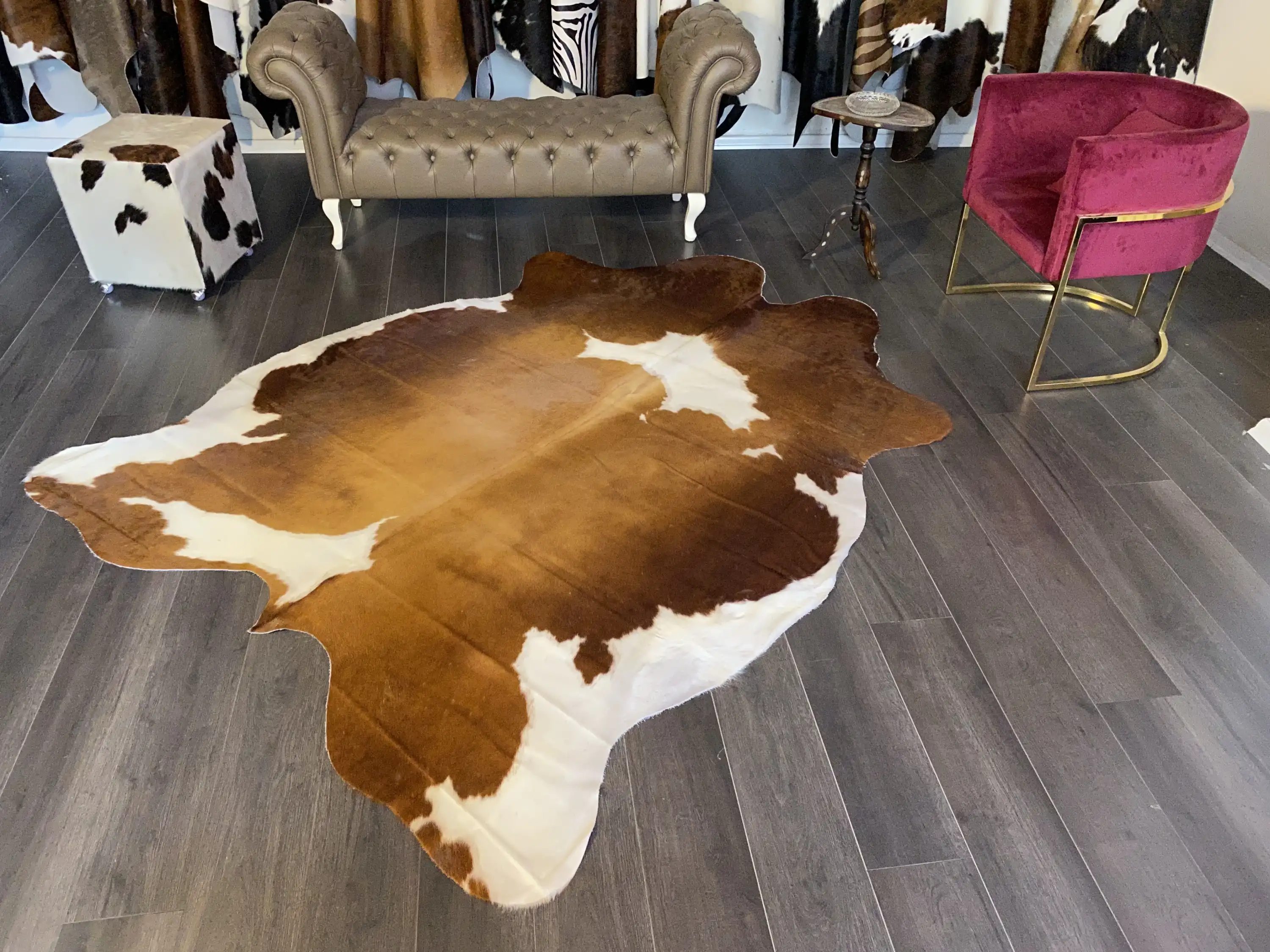 HAKİKİ DERİ DANA POSTU KAHVE - BEYAZ 190 x 220 - 0801000094