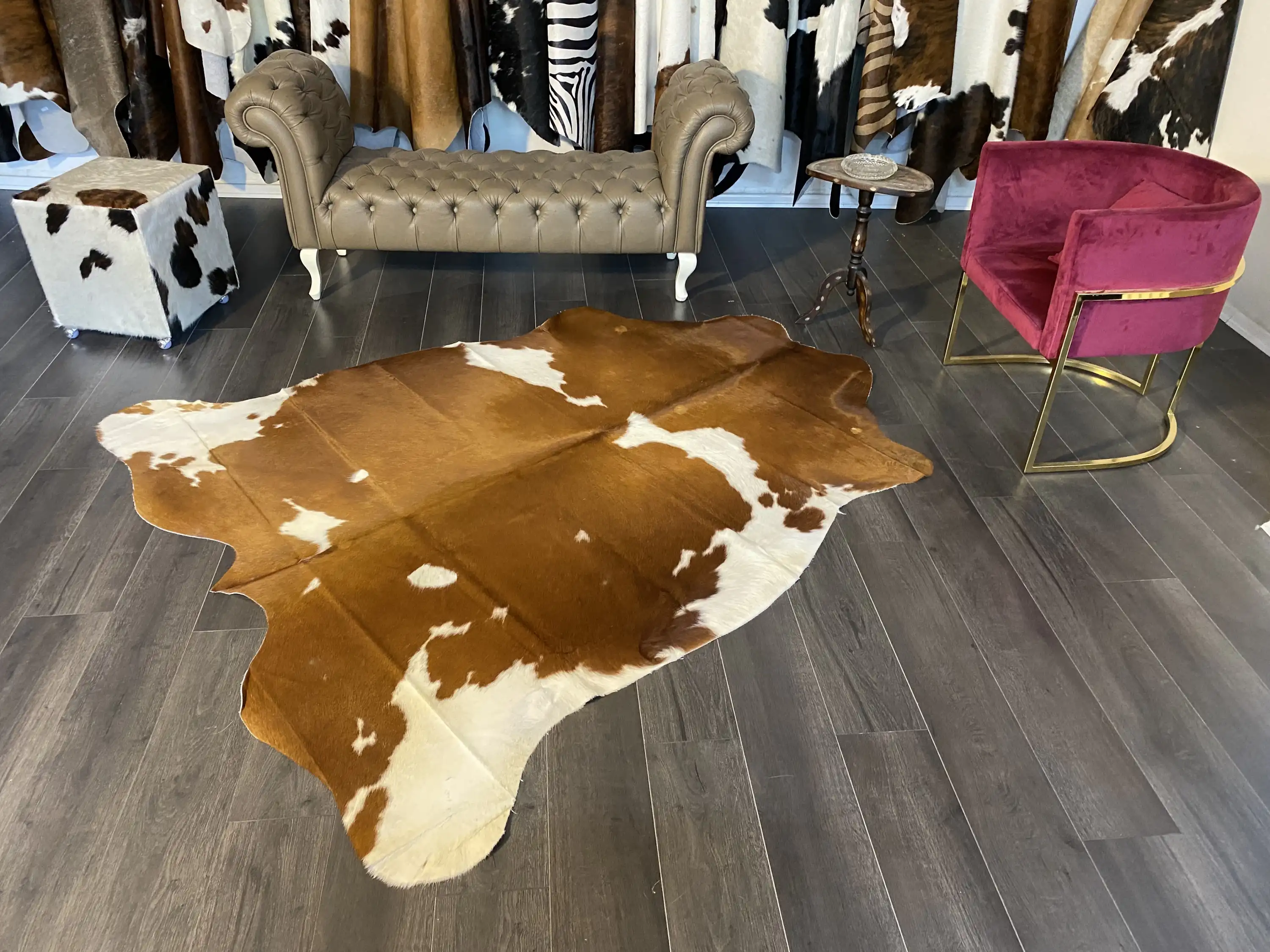 HAKİKİ DERİ DANA POSTU KAHVE - BEYAZ 190 x 220 - 0801000133