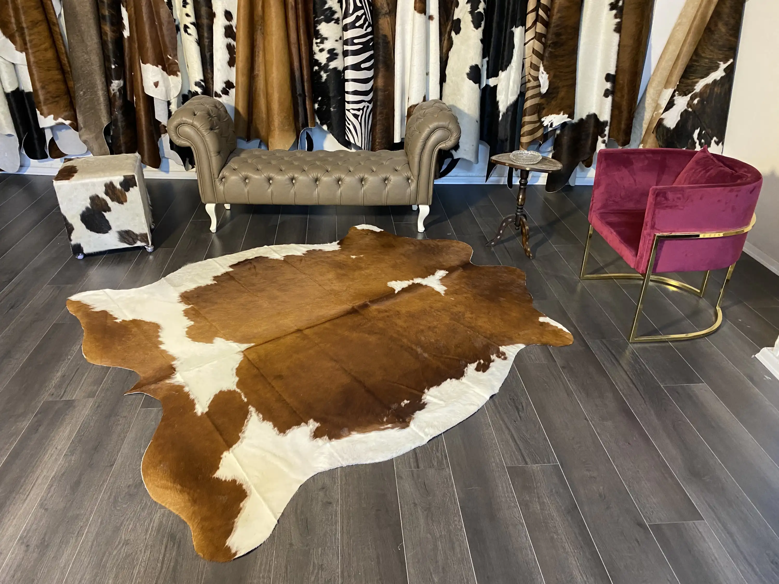 HAKİKİ DERİ DANA POSTU KAHVE - BEYAZ 190 x 225 - 0801000073