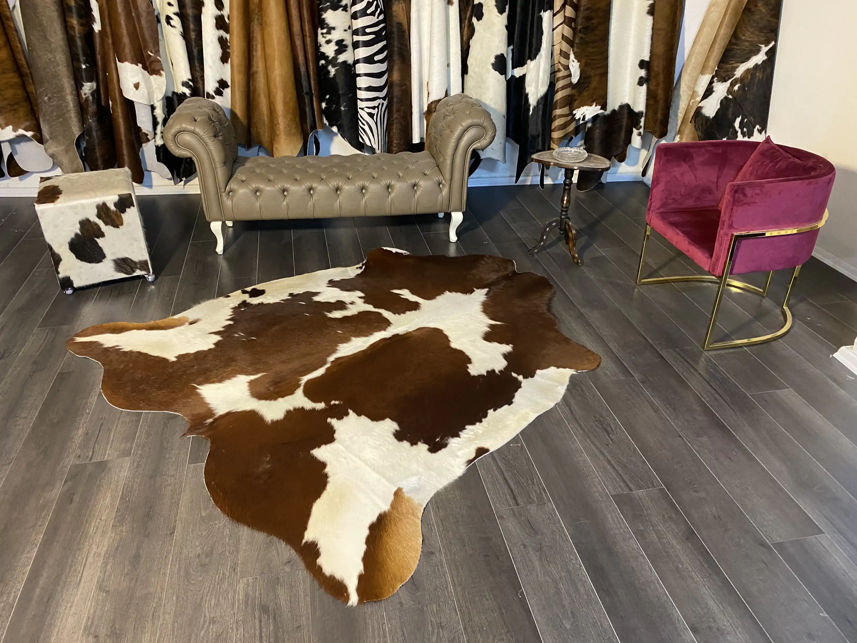 HAKİKİ DERİ DANA POSTU KAHVE - BEYAZ 195 x 210 - 0801000035