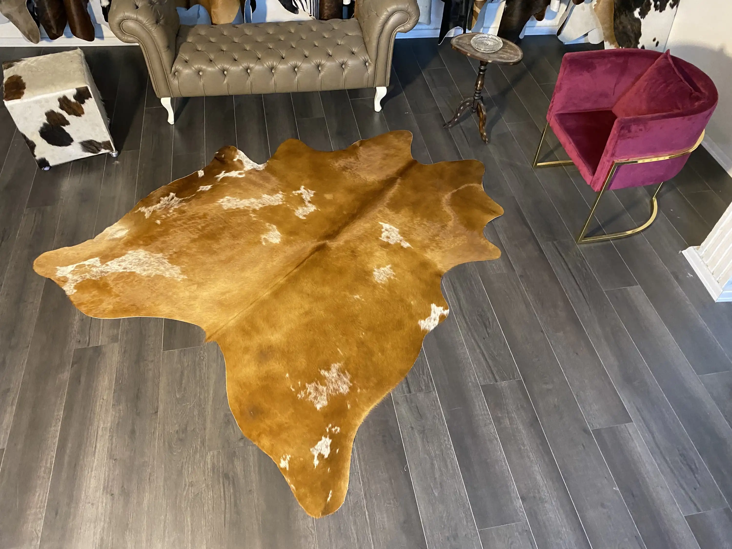 HAKİKİ DERİ DANA POSTU KAHVE - BEYAZ 195 x 220 - 0801000033