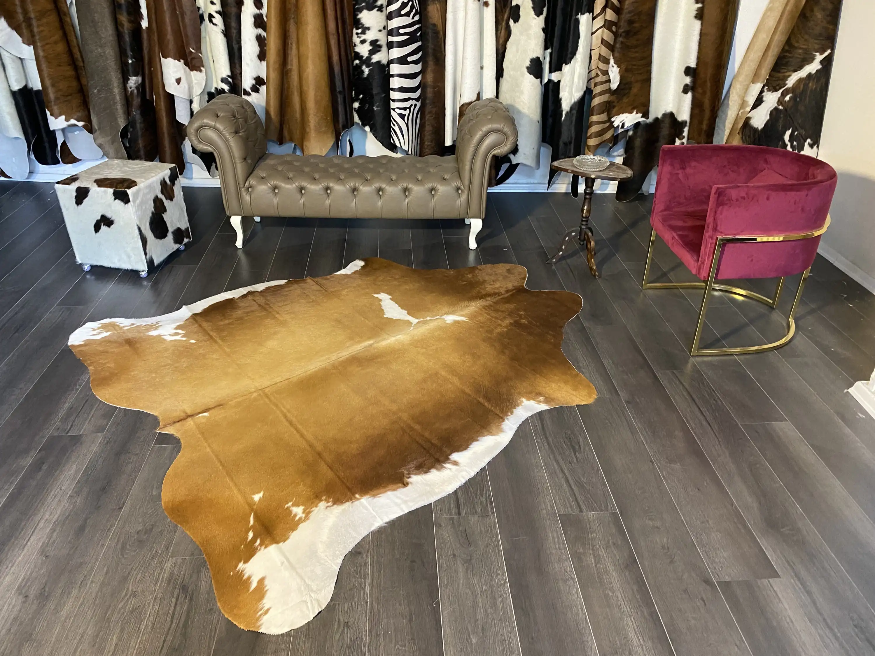 HAKİKİ DERİ DANA POSTU KAHVE - BEYAZ 195 x 220 - 0801000083