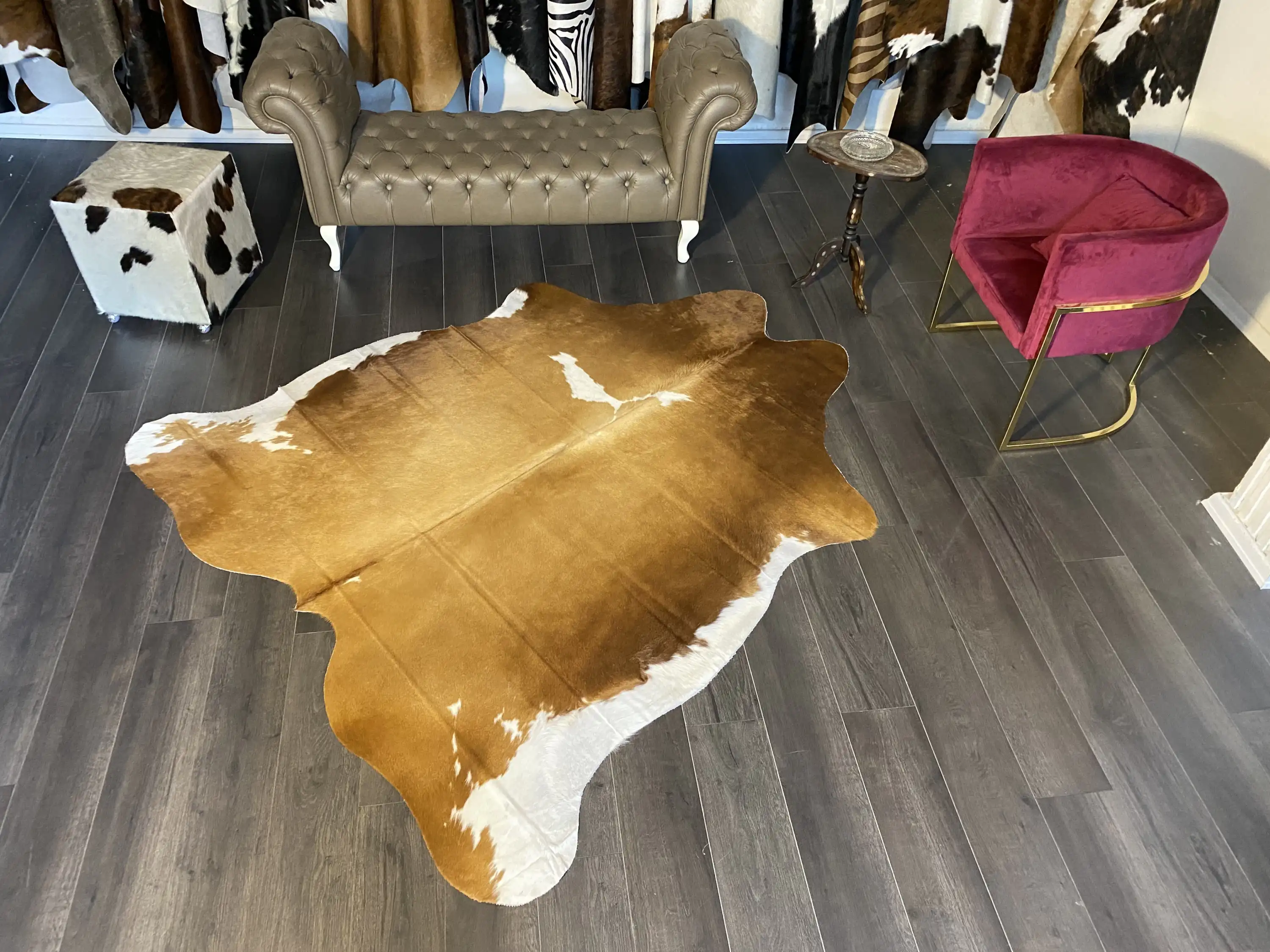 HAKİKİ DERİ DANA POSTU KAHVE - BEYAZ 195 x 220 - 0801000083