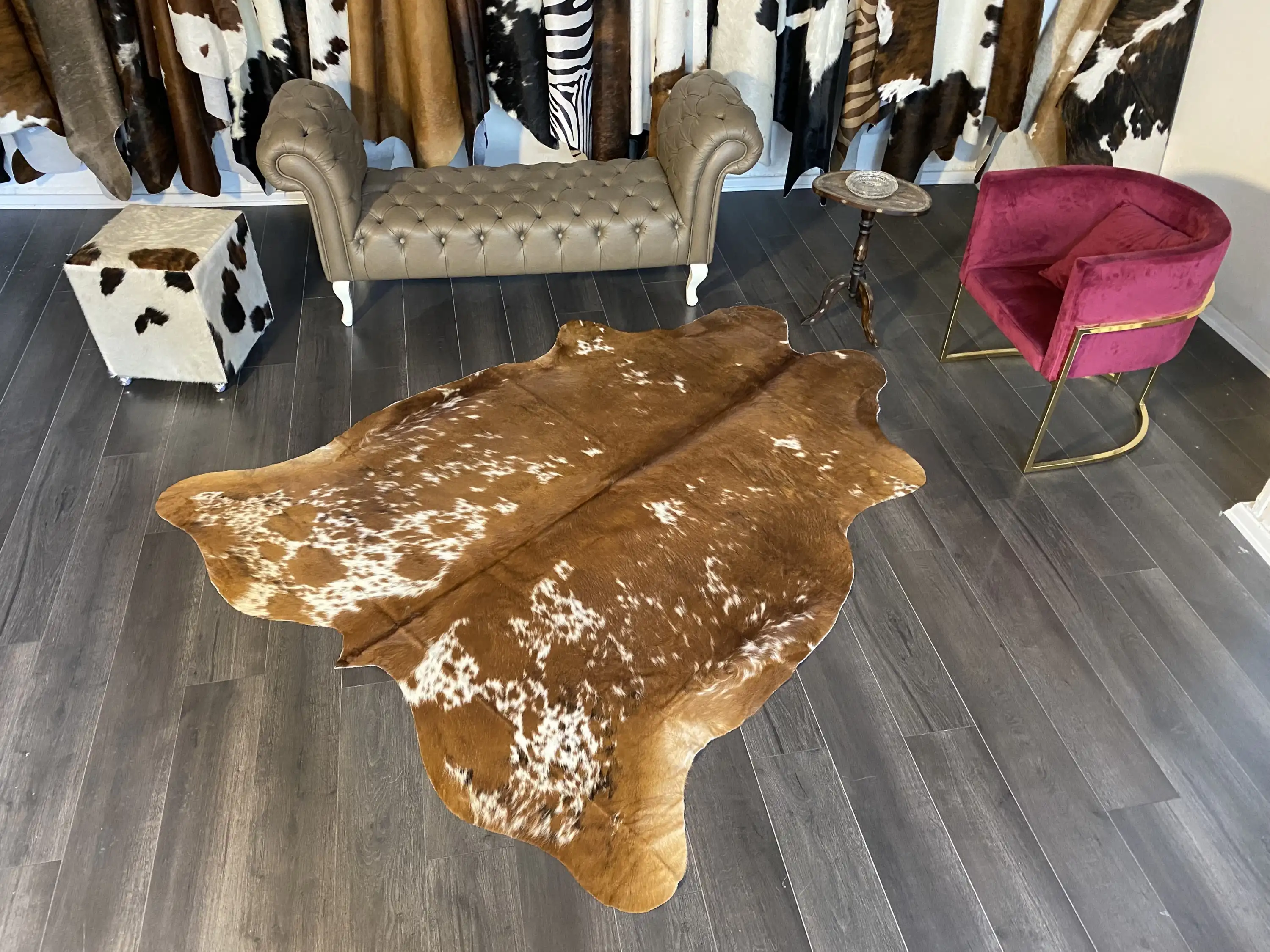 HAKİKİ DERİ DANA POSTU KAHVE - BEYAZ 195 x 225 - 0801000110