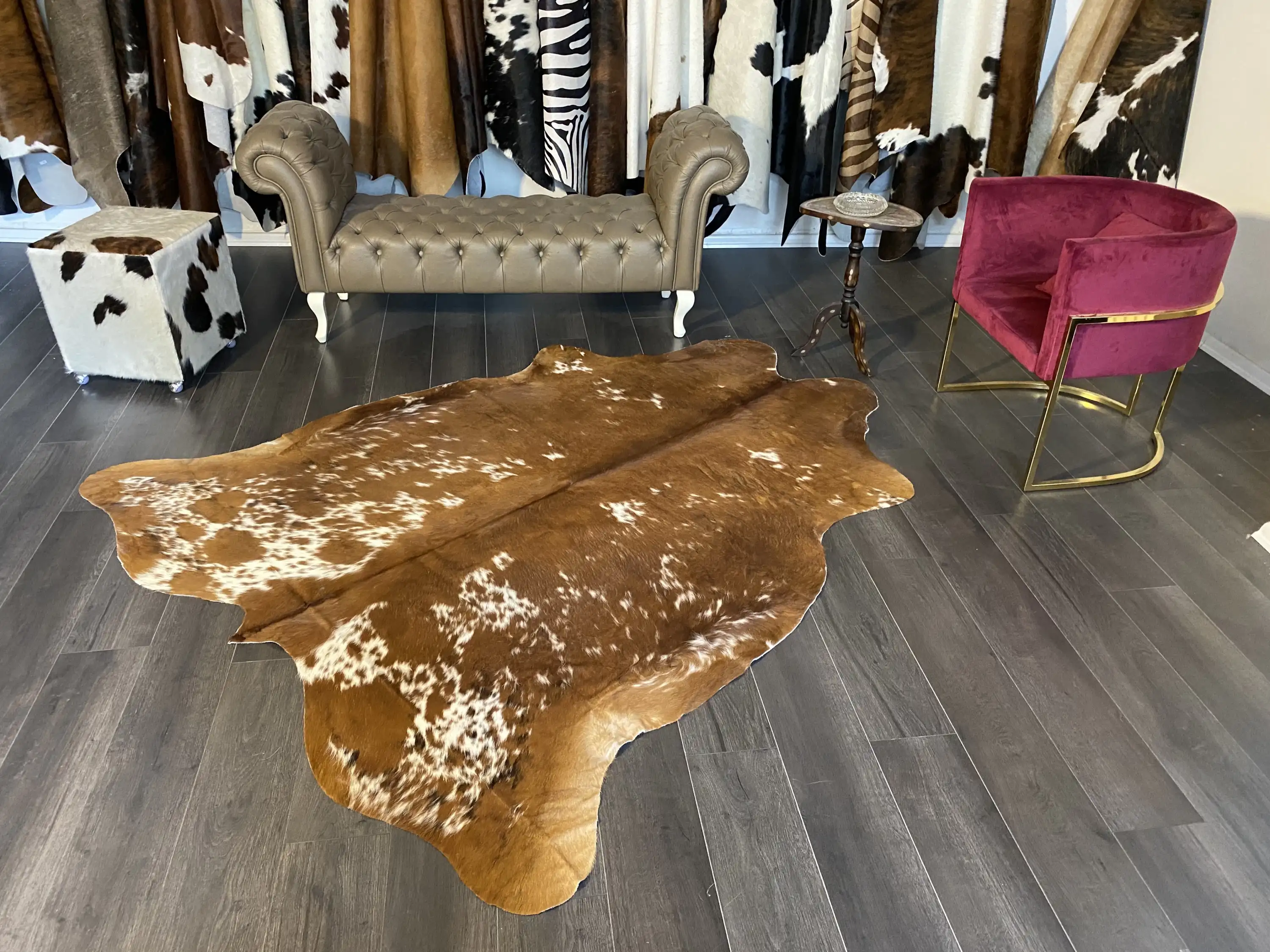 HAKİKİ DERİ DANA POSTU KAHVE - BEYAZ 195 x 225 - 0801000110