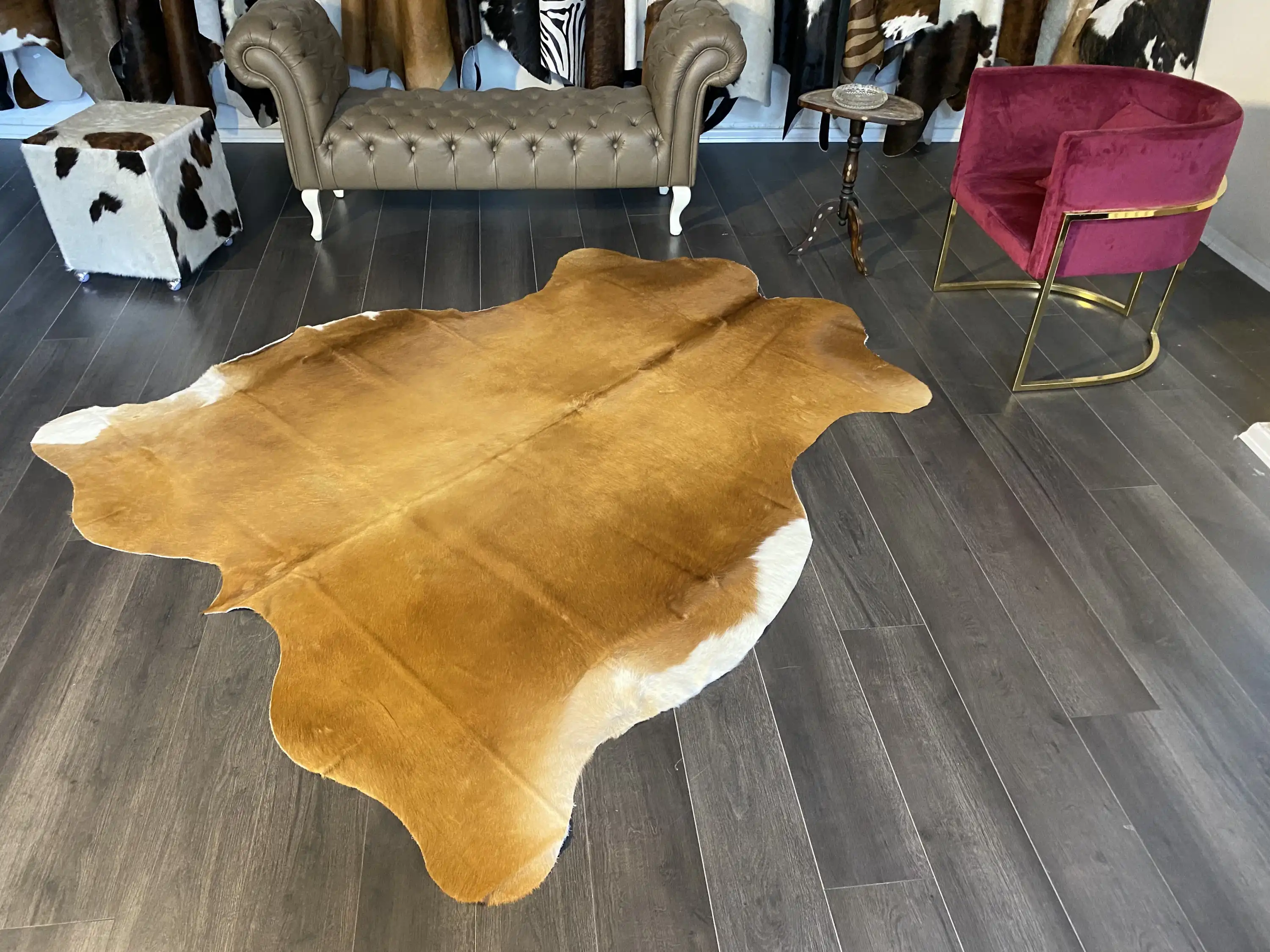 HAKİKİ DERİ DANA POSTU KAHVE - BEYAZ 195 x 225 - 0801000134