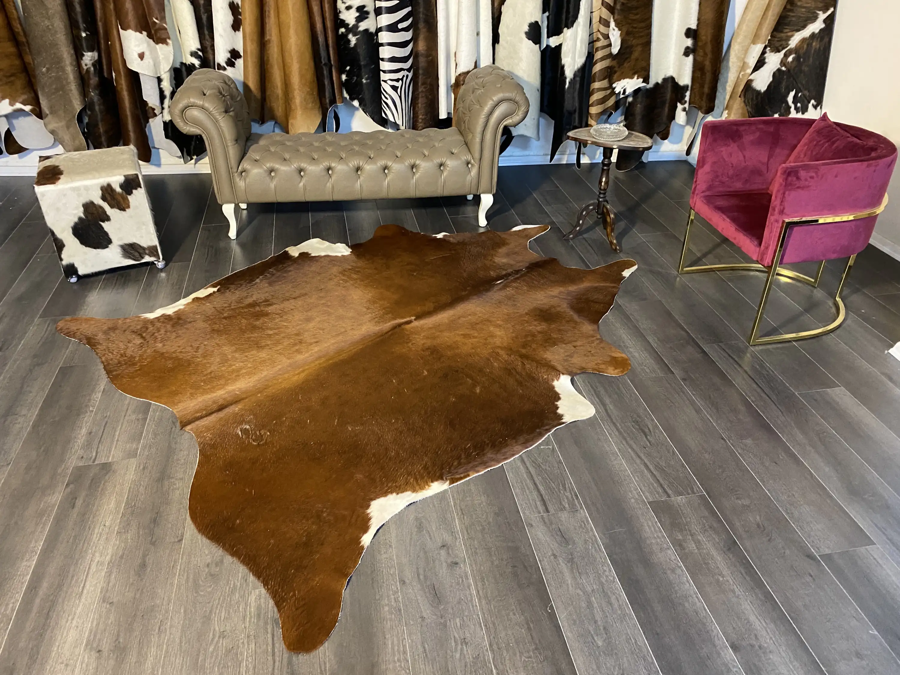 HAKİKİ DERİ DANA POSTU KAHVE - BEYAZ 195 x 240 - 0801000044