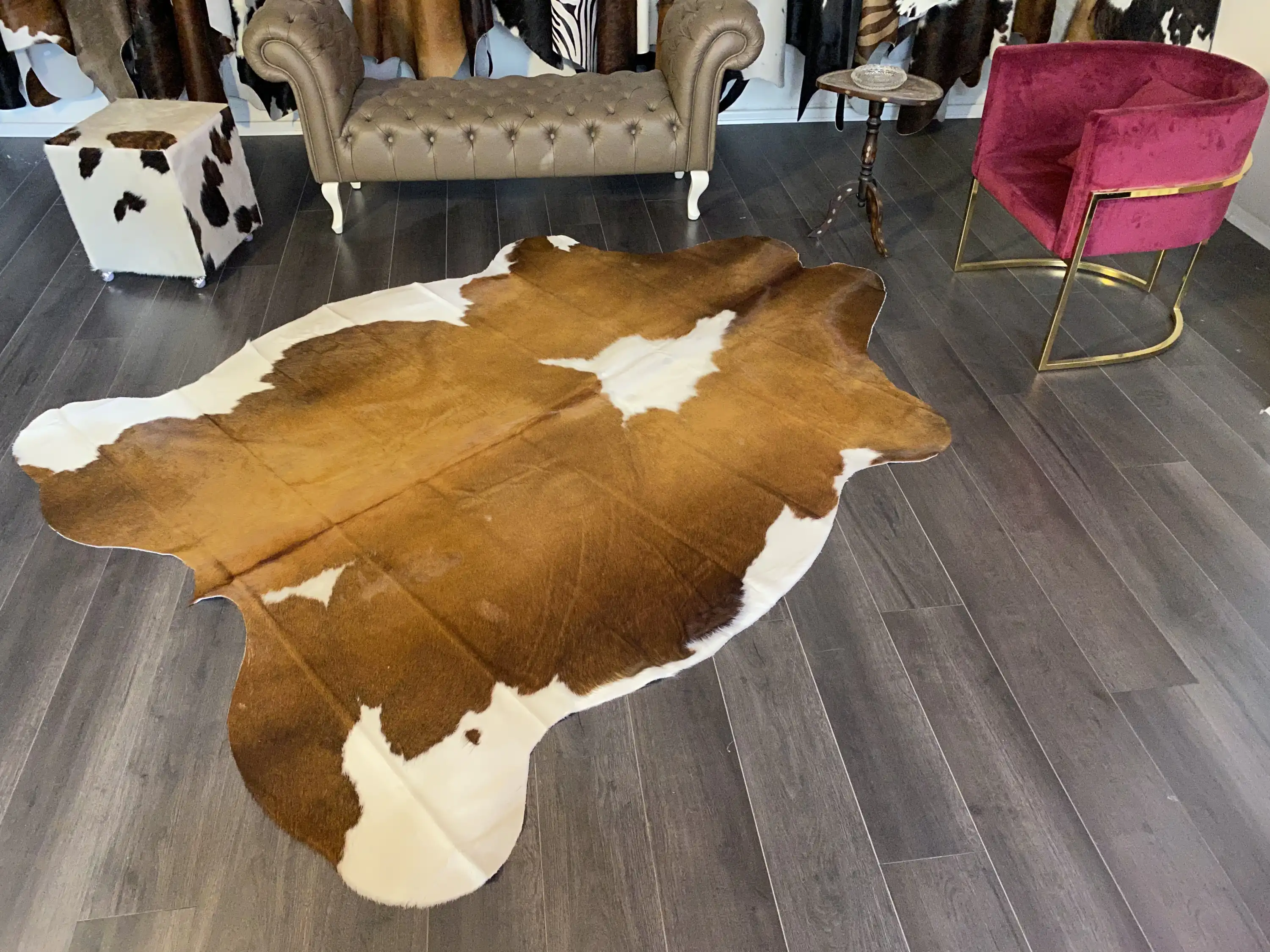 HAKİKİ DERİ DANA POSTU KAHVE - BEYAZ 195 x 250 - 0801000089