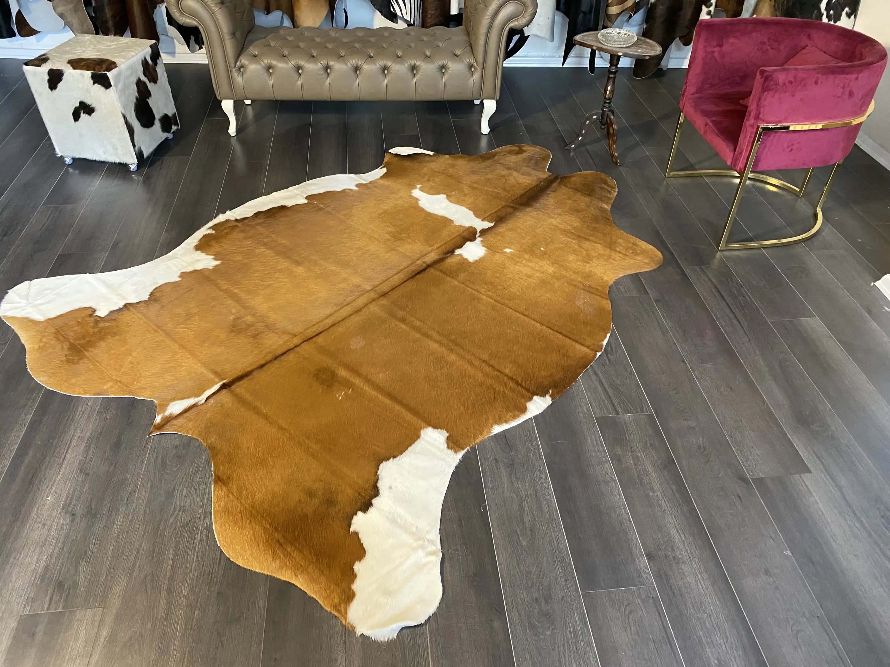 HAKİKİ DERİ DANA POSTU KAHVE - BEYAZ 200 x 245 - 0801000109