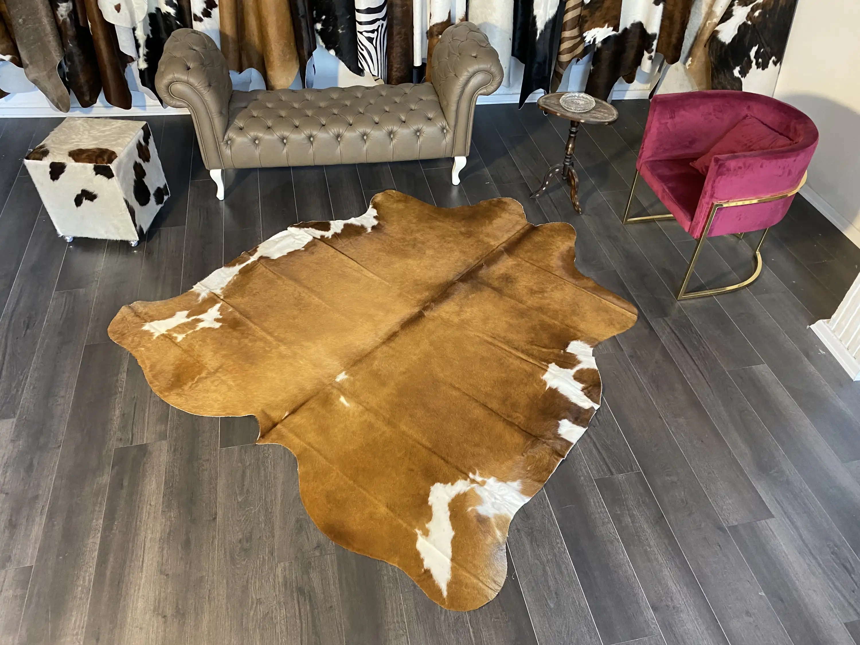 HAKİKİ DERİ DANA POSTU KAHVE - BEYAZ 205 x 215 - 0801000112