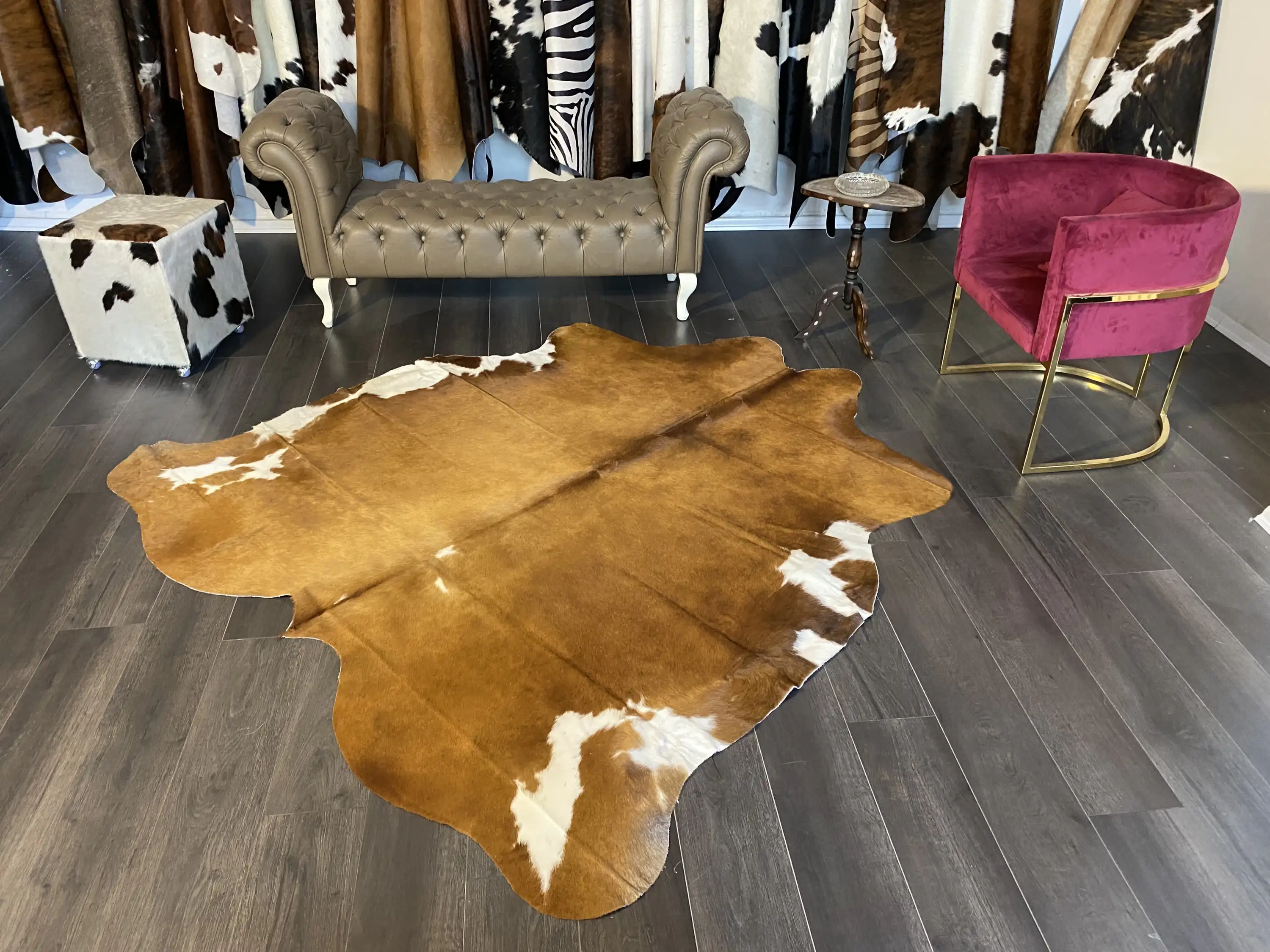 HAKİKİ DERİ DANA POSTU KAHVE - BEYAZ 205 x 215 - 0801000112