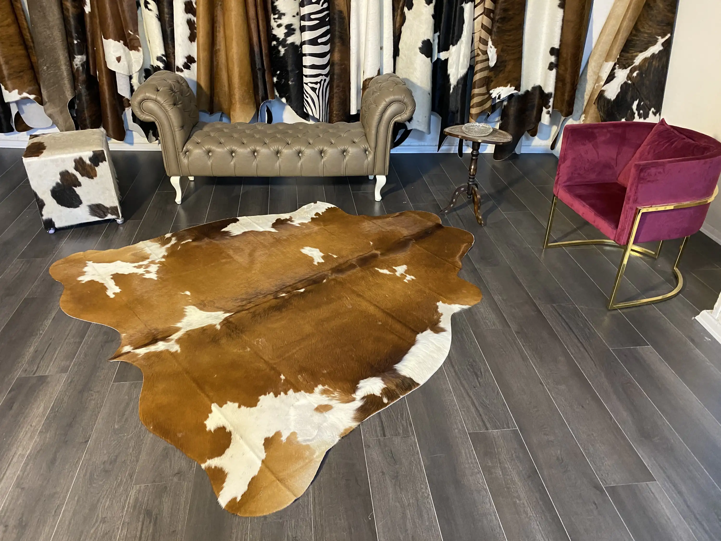 HAKİKİ DERİ DANA POSTU KAHVE - BEYAZ 205 x 220 - 0801000078