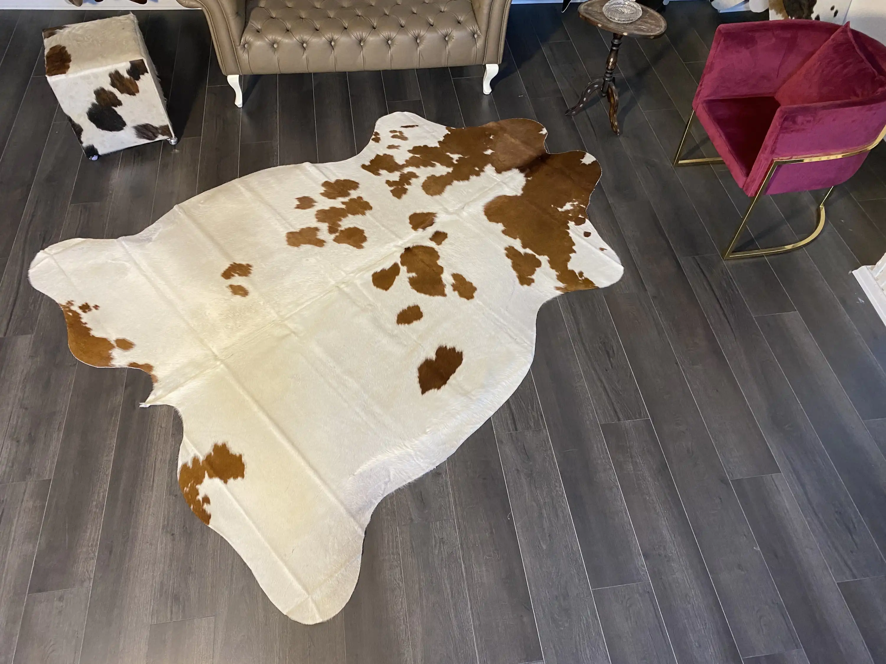 HAKİKİ DERİ DANA POSTU KAHVE - BEYAZ 205 x 250 - 0801000067