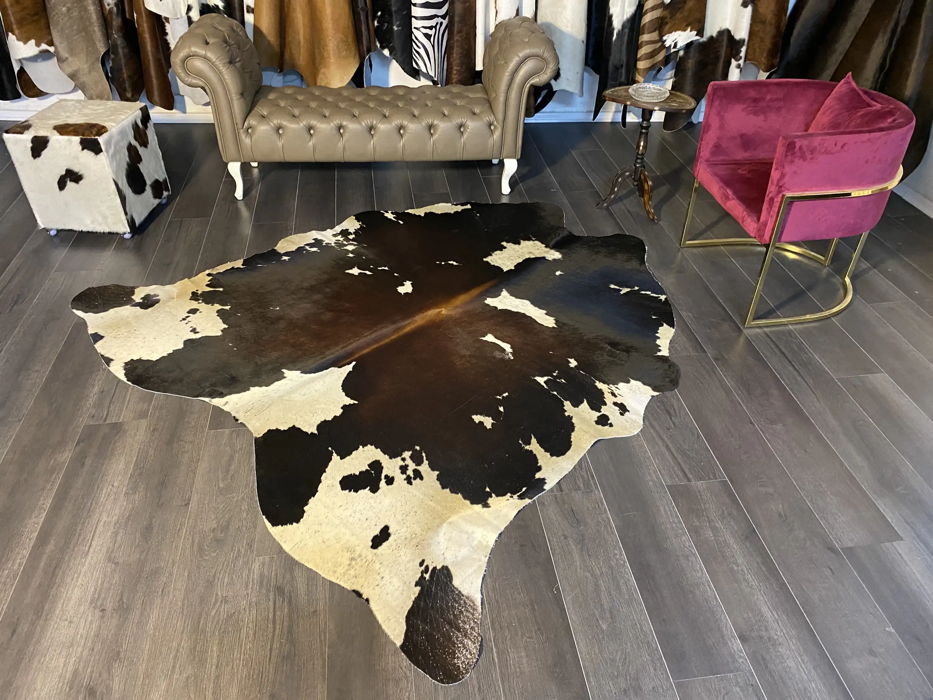 HAKİKİ DERİ DANA POSTU KAHVE - BEYAZ 215 x 225 - 0801000141