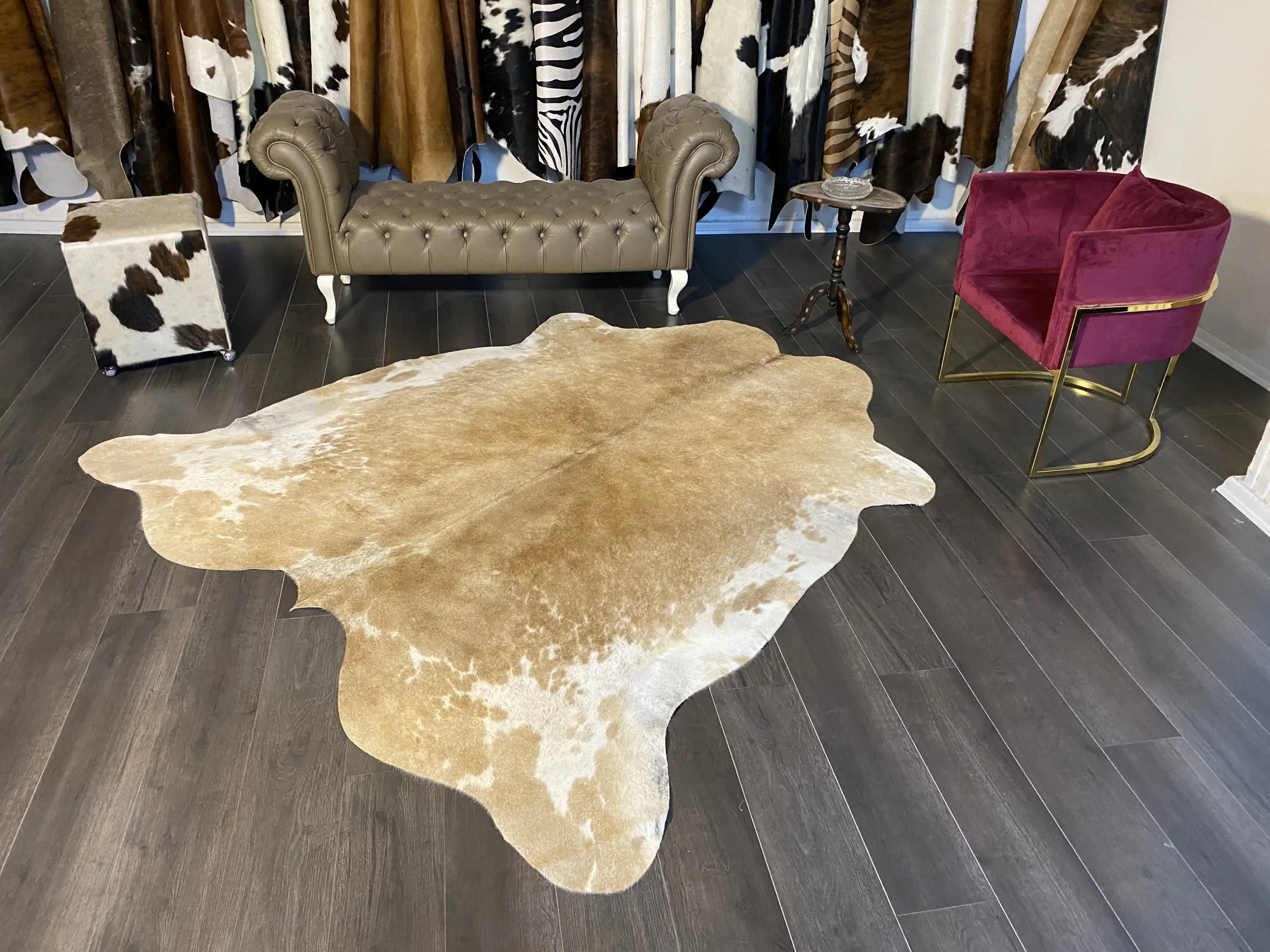 HAKİKİ DERİ DANA POSTU KAHVE - BEYAZ 215 x 230 - 0801000031