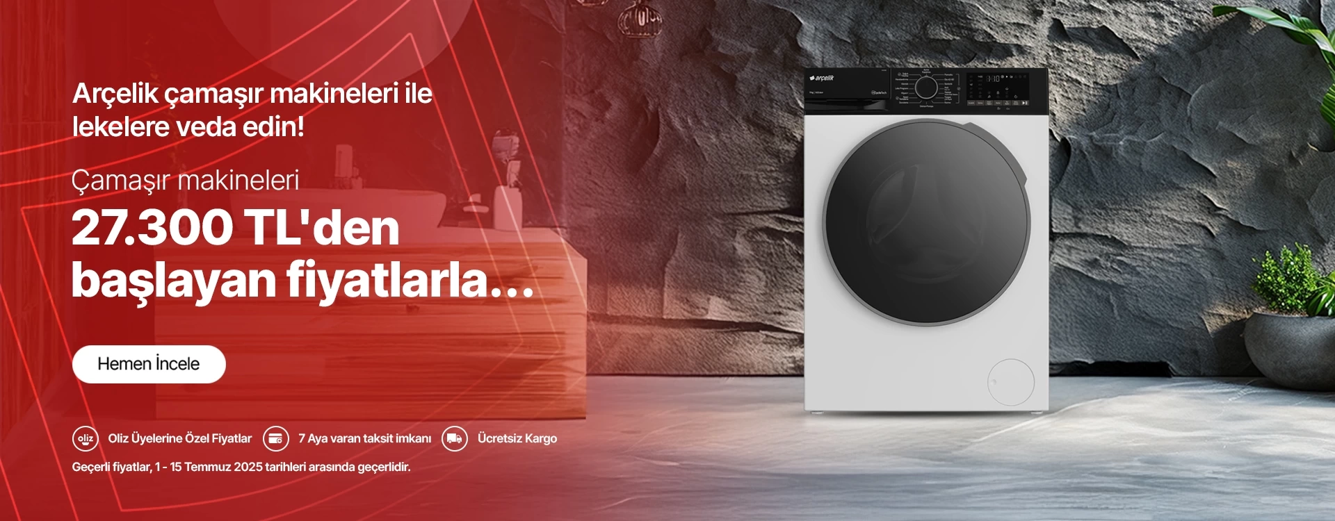 Çamaşır makinelerinde 27.000 TL' den başlayan fiyatlarla
