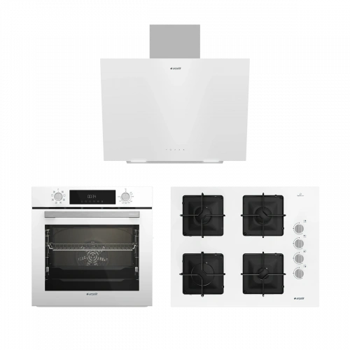 Arçelik Kare Ocaklı Beyaz Buhar Destekli Cam Ankastre Set