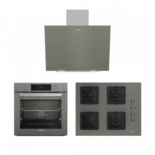 Arçelik Kare Ocaklı Gri Buhar Destekli Cam Ankastre Set