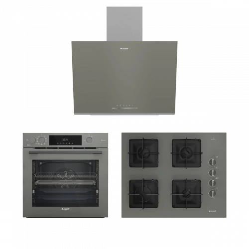 Arçelik İnce Tutamak Tasarımlı Su Tanklı Buharlı Gri Cam Ankastre Set