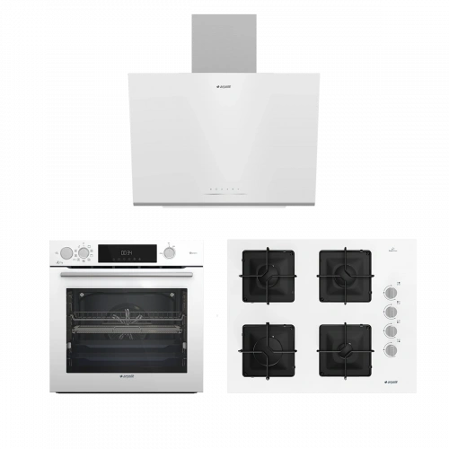 Arçelik İnce Tutamak Tasarımlı Su Tanklı Buharlı Beyaz Cam Ankastre Set