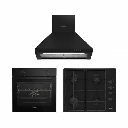 Arçelik Piramit Davlumbazlı Siyah Metal Ankastre Set