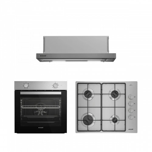 Arçelik Aspiratörlü Metal Inox Ankastre Set