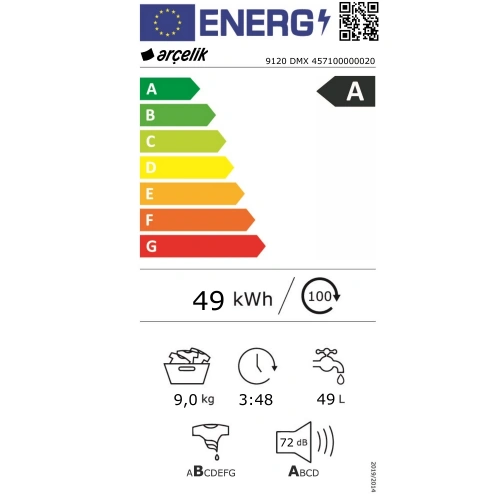 Arçelik 9120 DMX 1200 Devir 9 Kg Çamaşır Makinesi