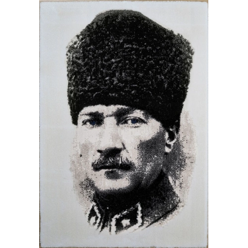 Gümüşsuyu Atatürk Portresi Duvar Halısı-Gri