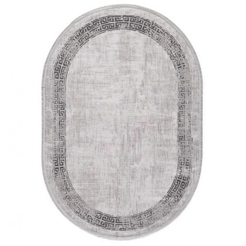 Gümüşsuyu Black&Brown 11298 Doğal İplik Oval Makine Halısı  Gri