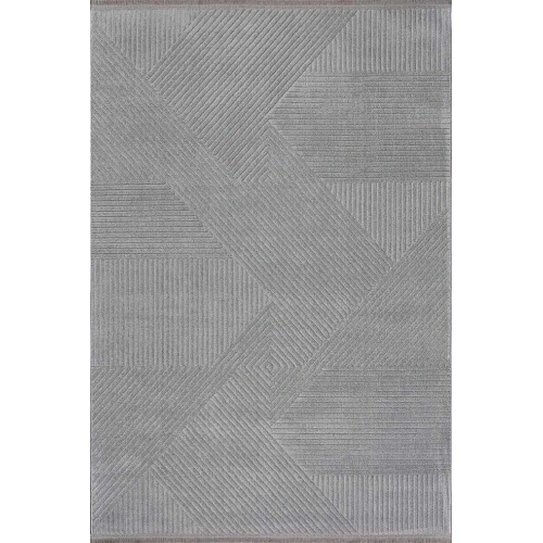 Gümüşsuyu Deco Geo 80010 Dikdörtgen Polyester Pamuk Karışımlı Makine Halısı-Gri