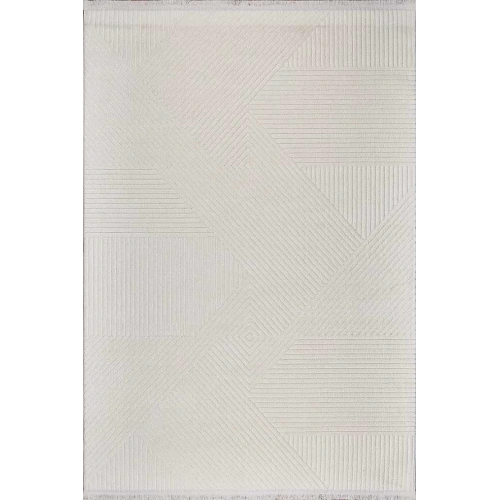 Gümüşsuyu Deco Geo 80010 Dikdörtgen Polyester Pamuk Karışımlı Makine Halısı-Krem
