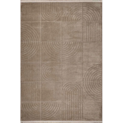 Gümüşsuyu Deco Geo 80011 Dikdörtgen Polyester Pamuk Karışımlı Makine Halısı- Kahverengi