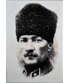 Gümüşsuyu Atatürk Portresi Duvar Halısı-Gri