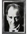 Gümüşsuyu Çerçeveli Atatürk Portresi Duvar Halısı-Antrasit
