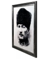 Gümüşsuyu Çerçeveli Atatürk Portresi Duvar Halısı-Gri