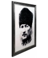 Gümüşsuyu Çerçeveli Atatürk Portresi Duvar Halısı-Gri
