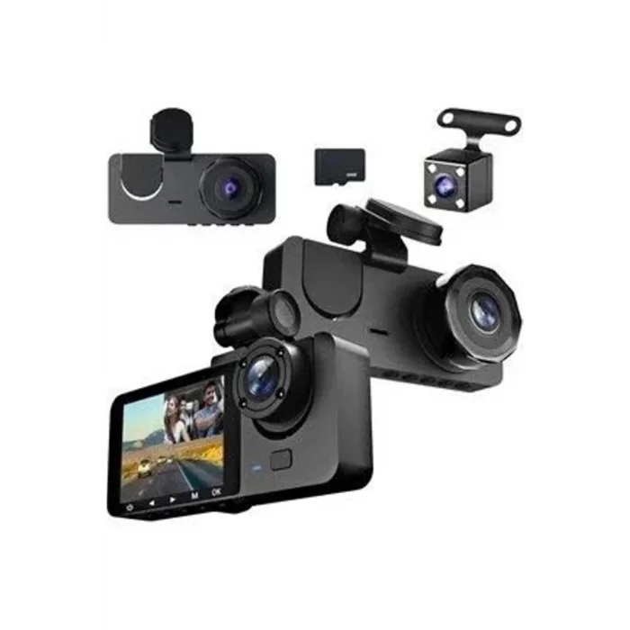 1080p Full Hd Çözünürlüklü Üç Kameralı Araç İçi Kamera - Park Ve Sürüş Güvenliği