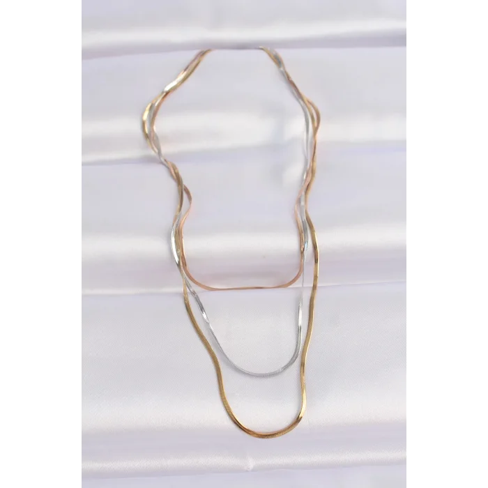 316L Çelik 3 Renkli İtalyan Zincir Çoklu Kolye