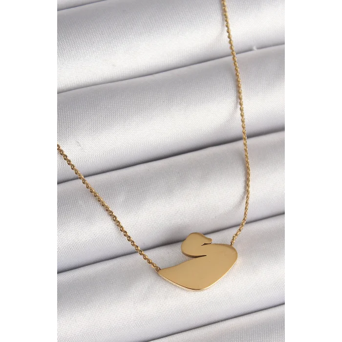 316L Çelik Gold Renk Zincir Kuğu Model Kadın Kolye