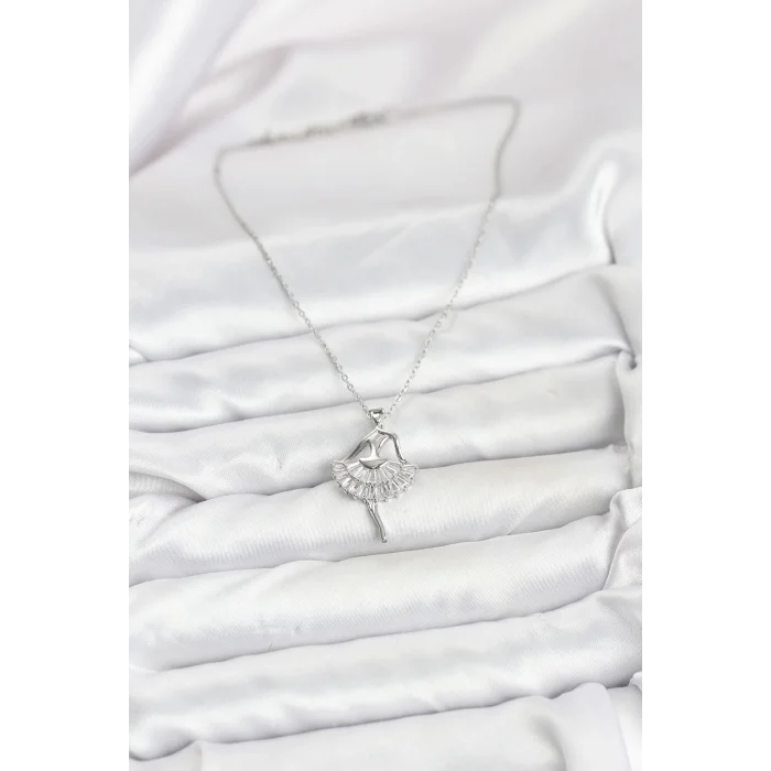 316L Çelik Gümüş Renk Balerin Model Kadın Kolye