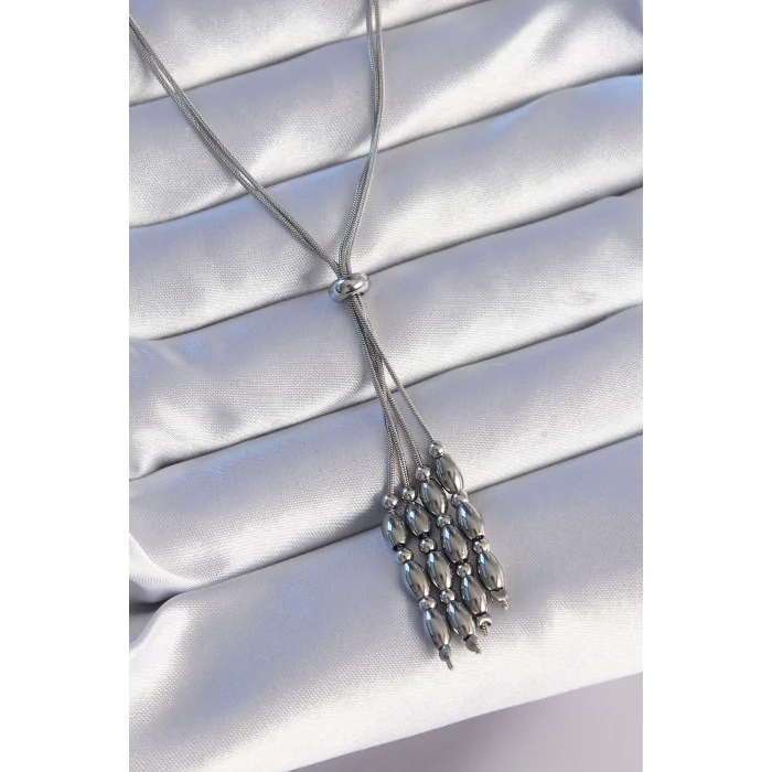 316L Çelik Gümüş Renk Boyu Ayarlanabilir Sallantılı Model Kolye