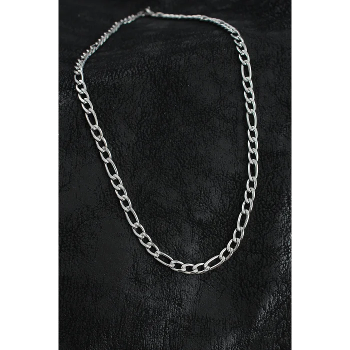 316L Çelik Kalın Figaro Zincir Model Gümüş Renk Erkek Kolye