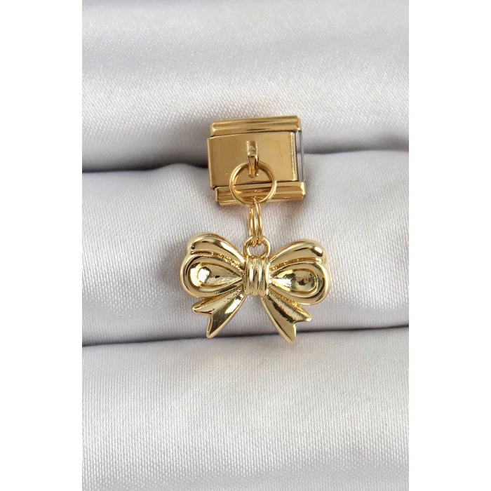 316L Çelik Sallantılı Fiyonk Model Gold Renk Nomination Charm